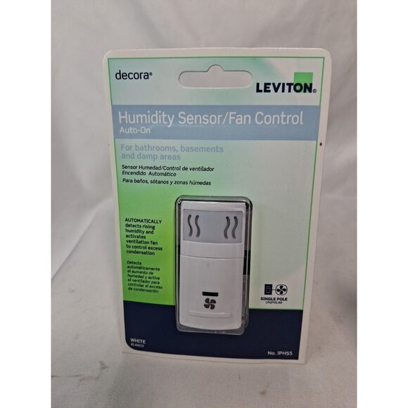 Leviton Decora Humidity Sensor/Fan Control IPHS5, White, - Picture 1 of 8